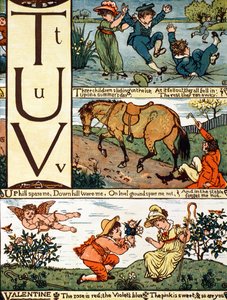 T tot V uit een alfabet gebaseerd op oude kinderrijmpjes door Walter Crane